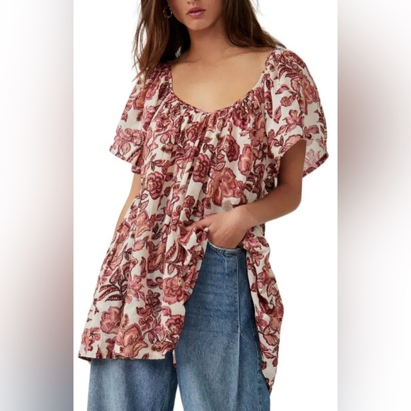 Free People Women's Kauai Getaway Printed Tunic Top Size  Small - Picture 1 of 8